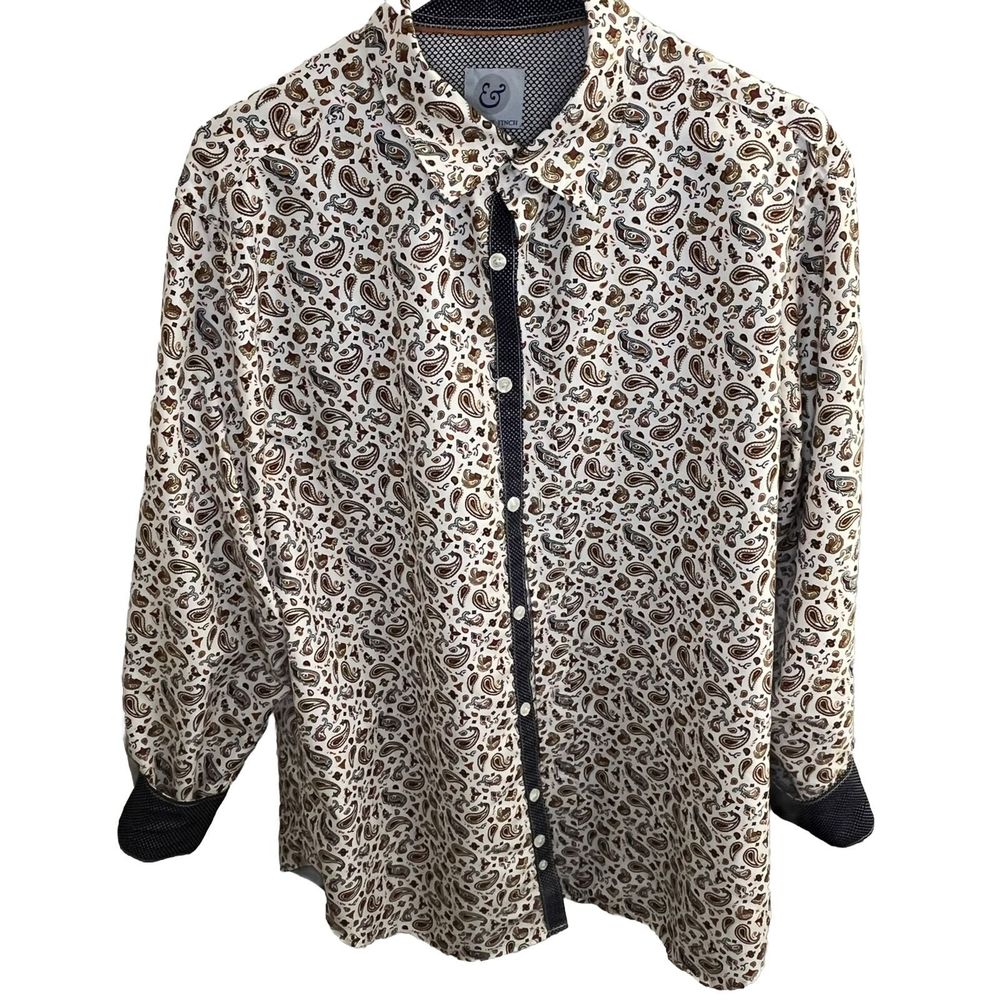 Kilburne & Finch Long Sleeve Button Up Shirt Mens Size Large White/Rush New NWOT